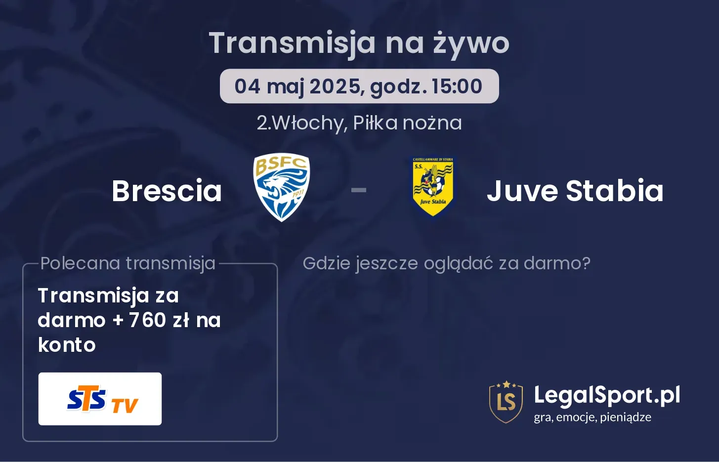 Brescia - Juve Stabia transmisja na żywo