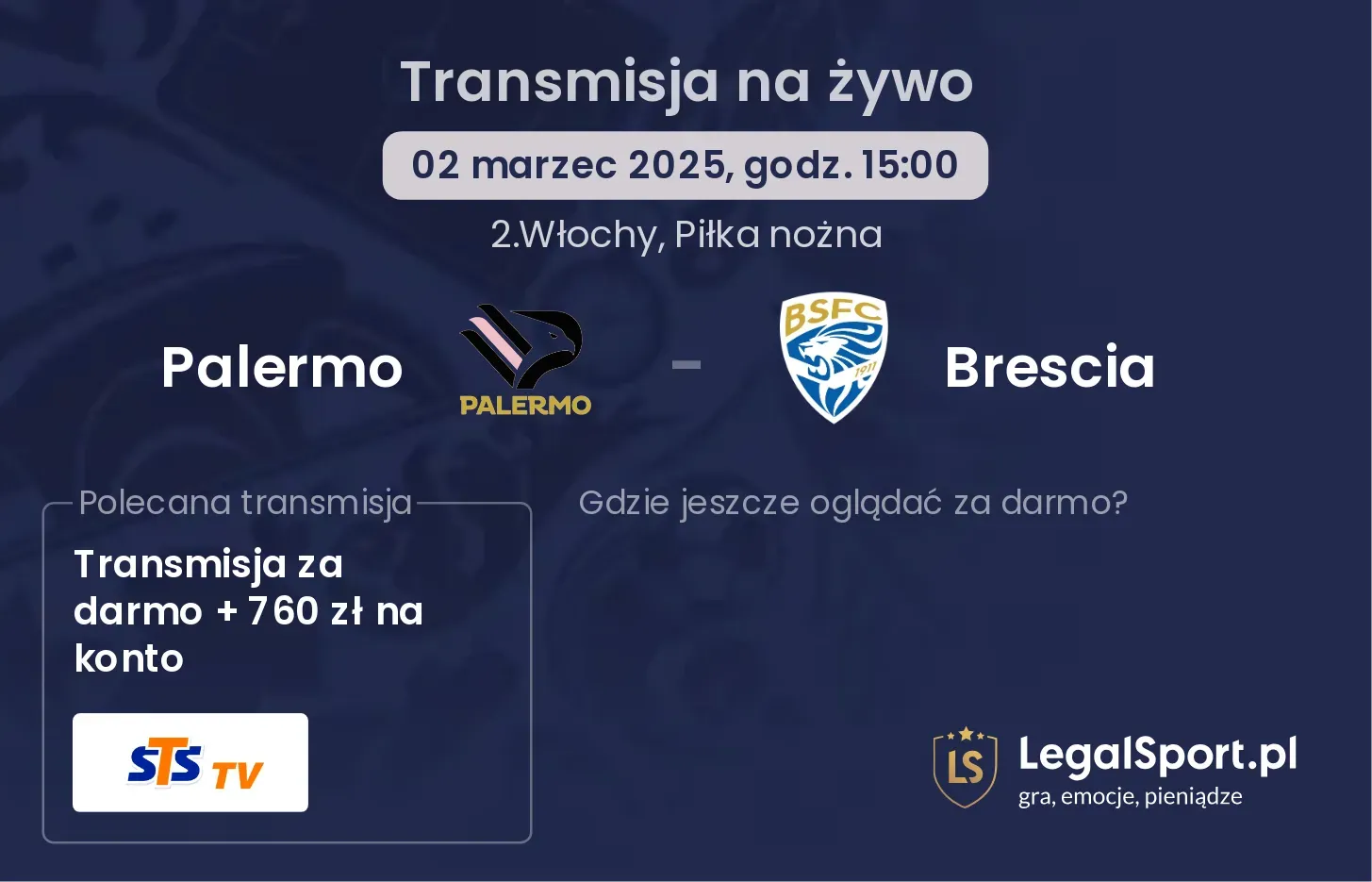 Palermo - Brescia gdzie oglądać transmisję?
