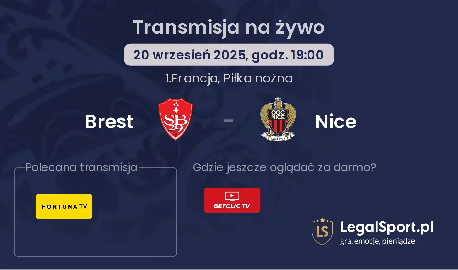 Brest - Nice transmisja na żywo
