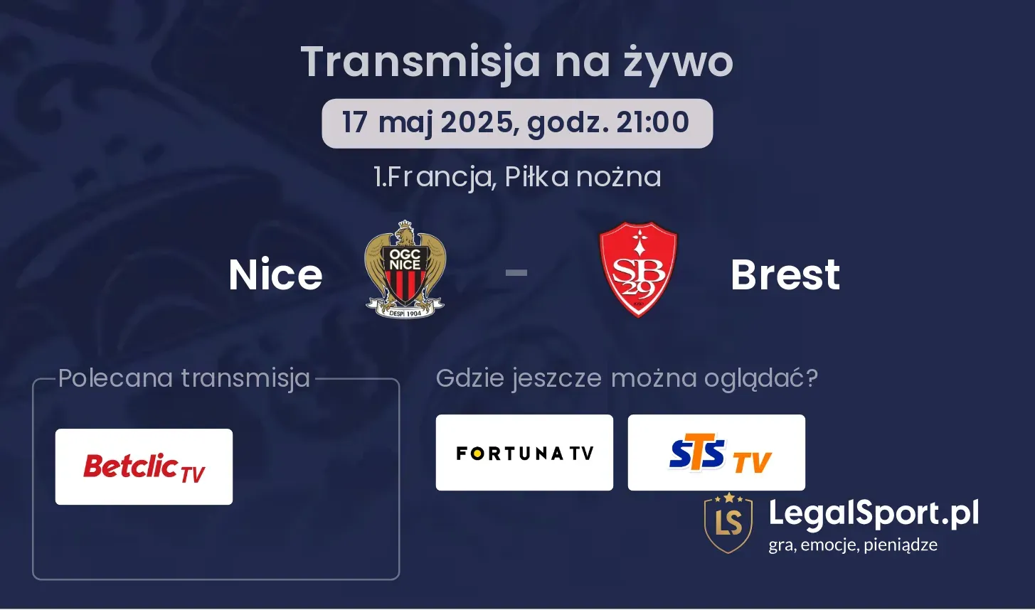 Brest - Nice gdzie oglądać? 02.11, godz. 19:00