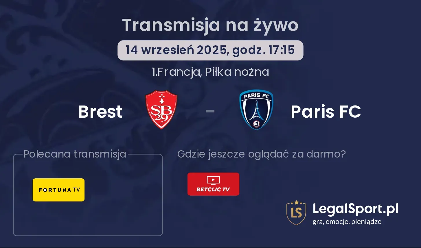 Brest - Paris FC gdzie oglądać?