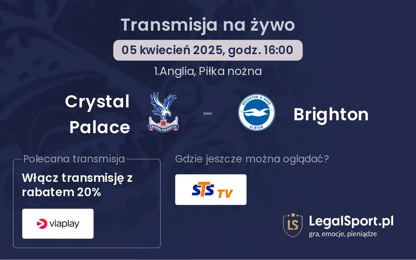 Crystal Palace - Brighton gdzie oglądać?