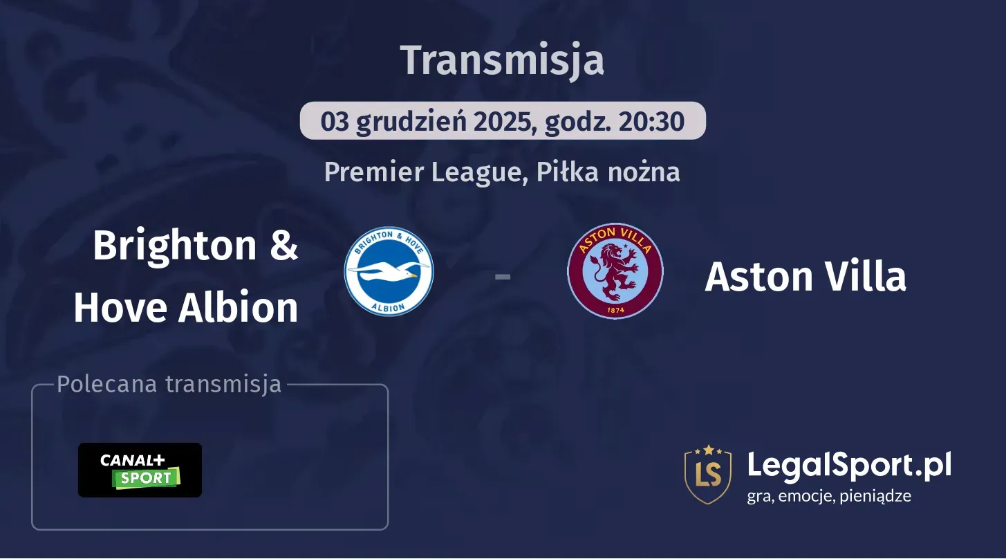 Brighton & Hove Albion - Aston Villa Transmisje