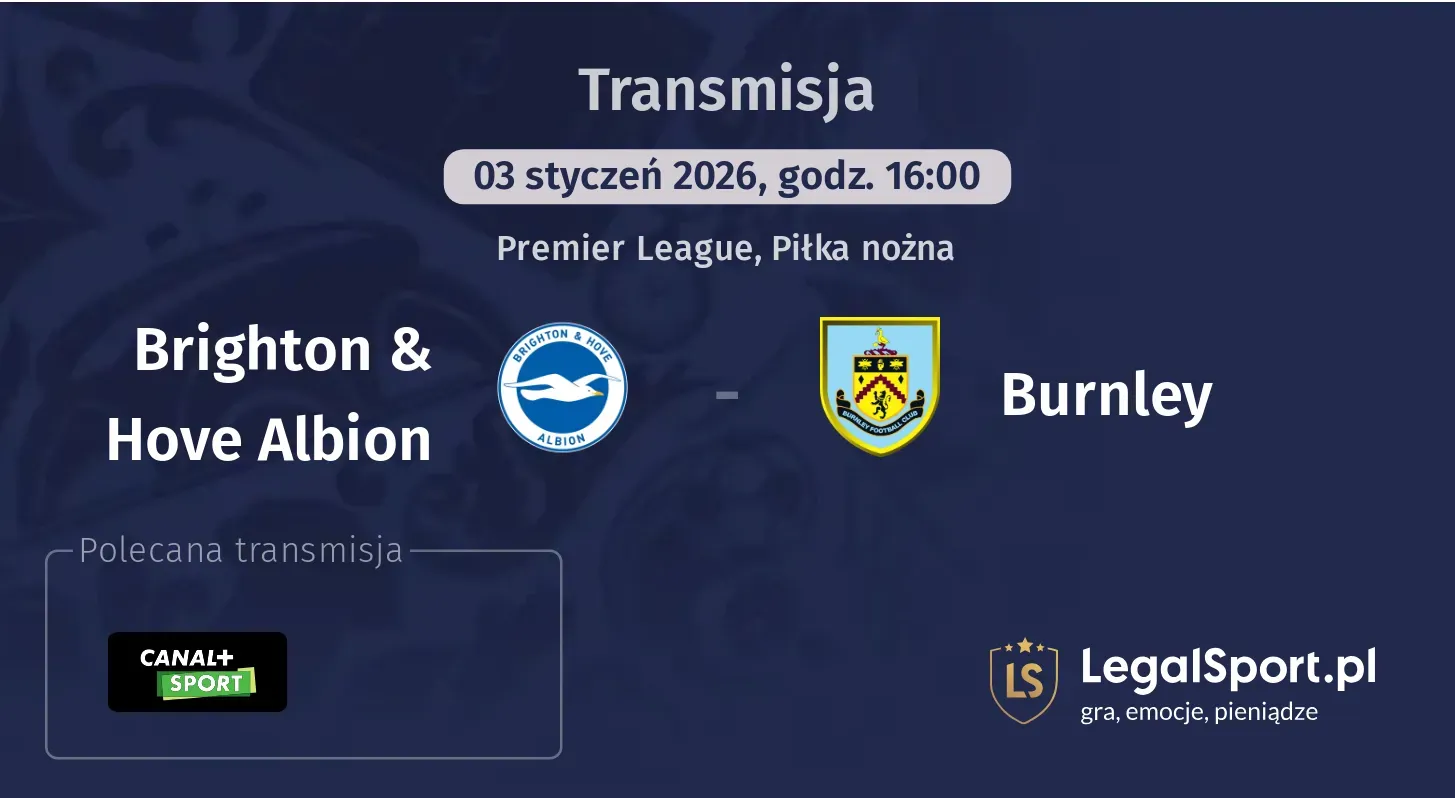 Brighton & Hove Albion - Burnley Transmisje
