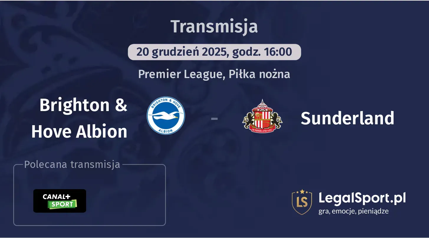 Brighton & Hove Albion - Sunderland Transmisje