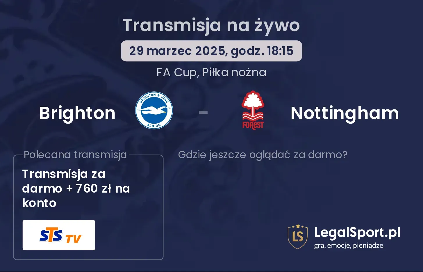 Brighton - Nottingham gdzie oglądać?