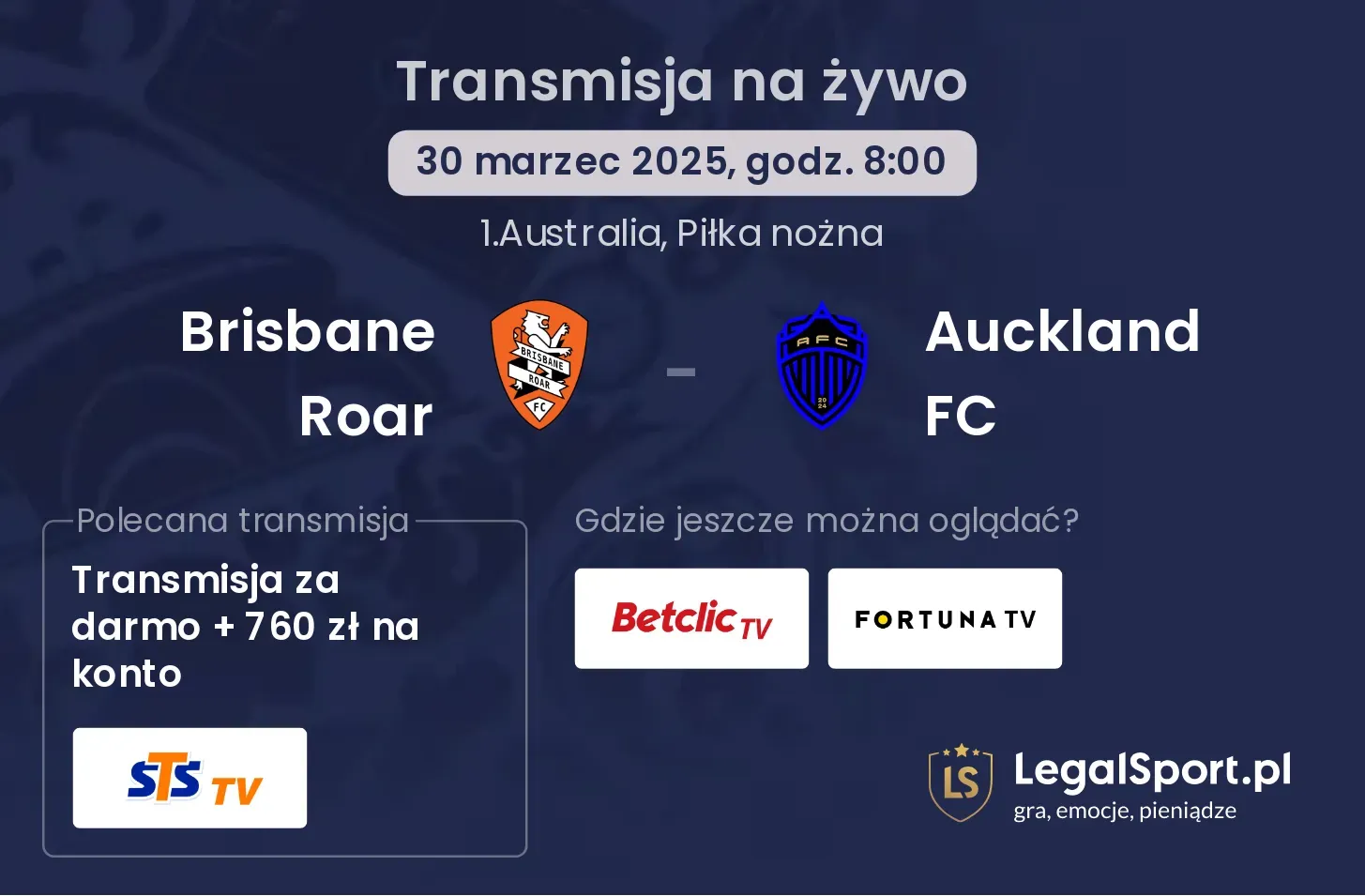 Brisbane Roar - Auckland FC gdzie oglądać?