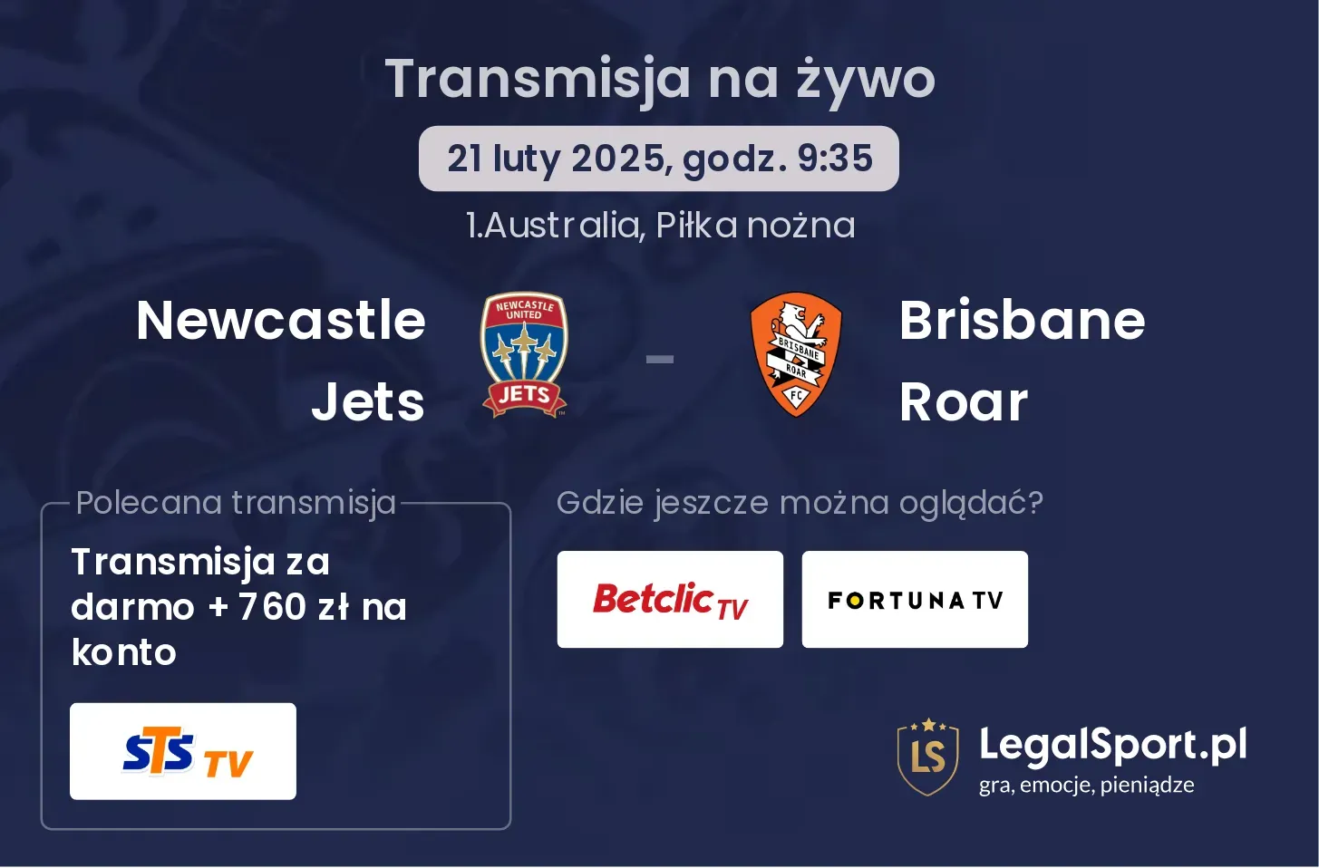 Newcastle Jets - Brisbane Roar gdzie oglądać?