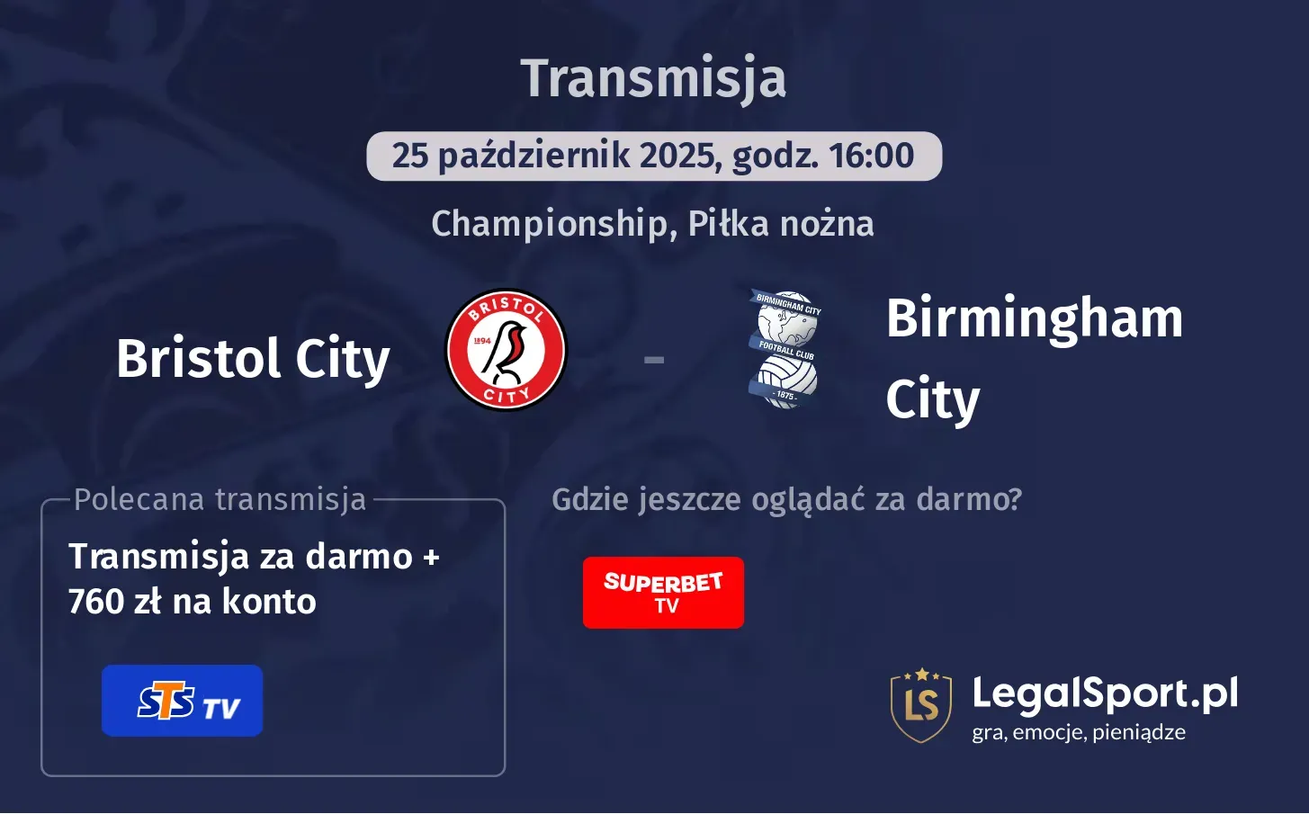 Bristol City - Birmingham City Transmisje