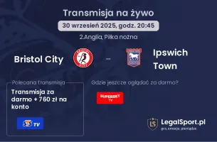 Bristol City - Ipswich Town gdzie oglądać?
