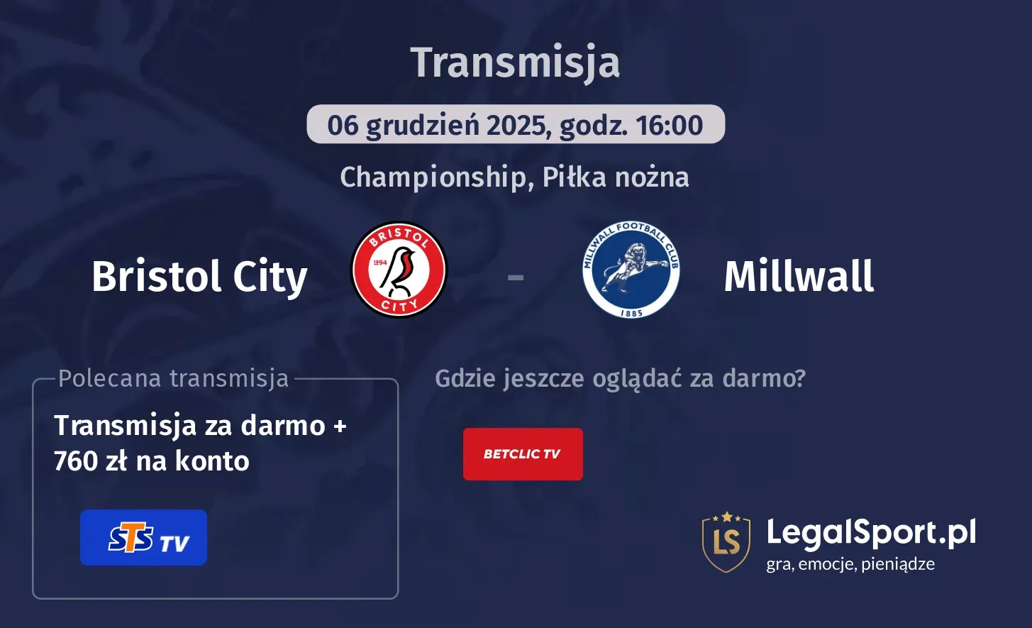 Bristol City - Millwall Transmisje