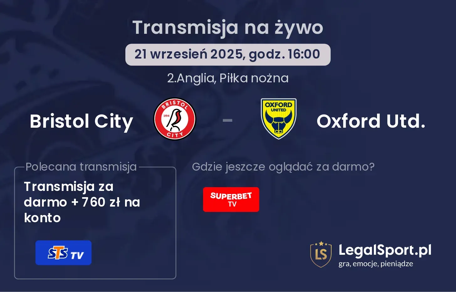 Bristol City - Oxford Utd. transmisja na żywo