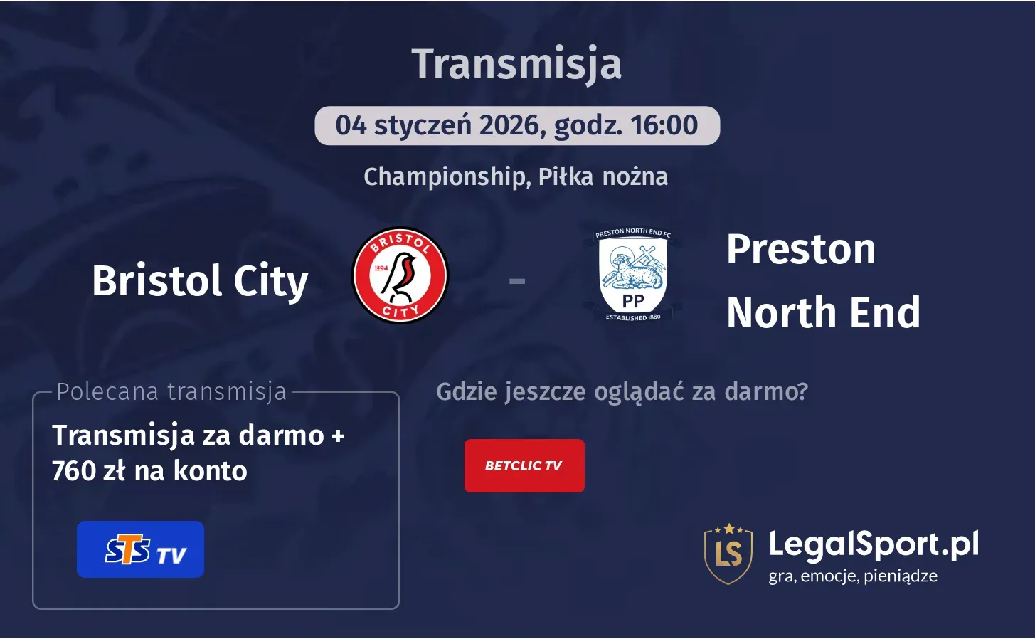 Bristol City - Preston North End Transmisje
