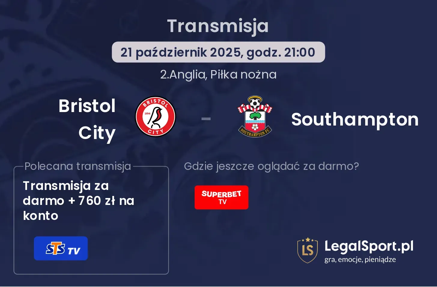 Bristol City - Southampton Transmisje