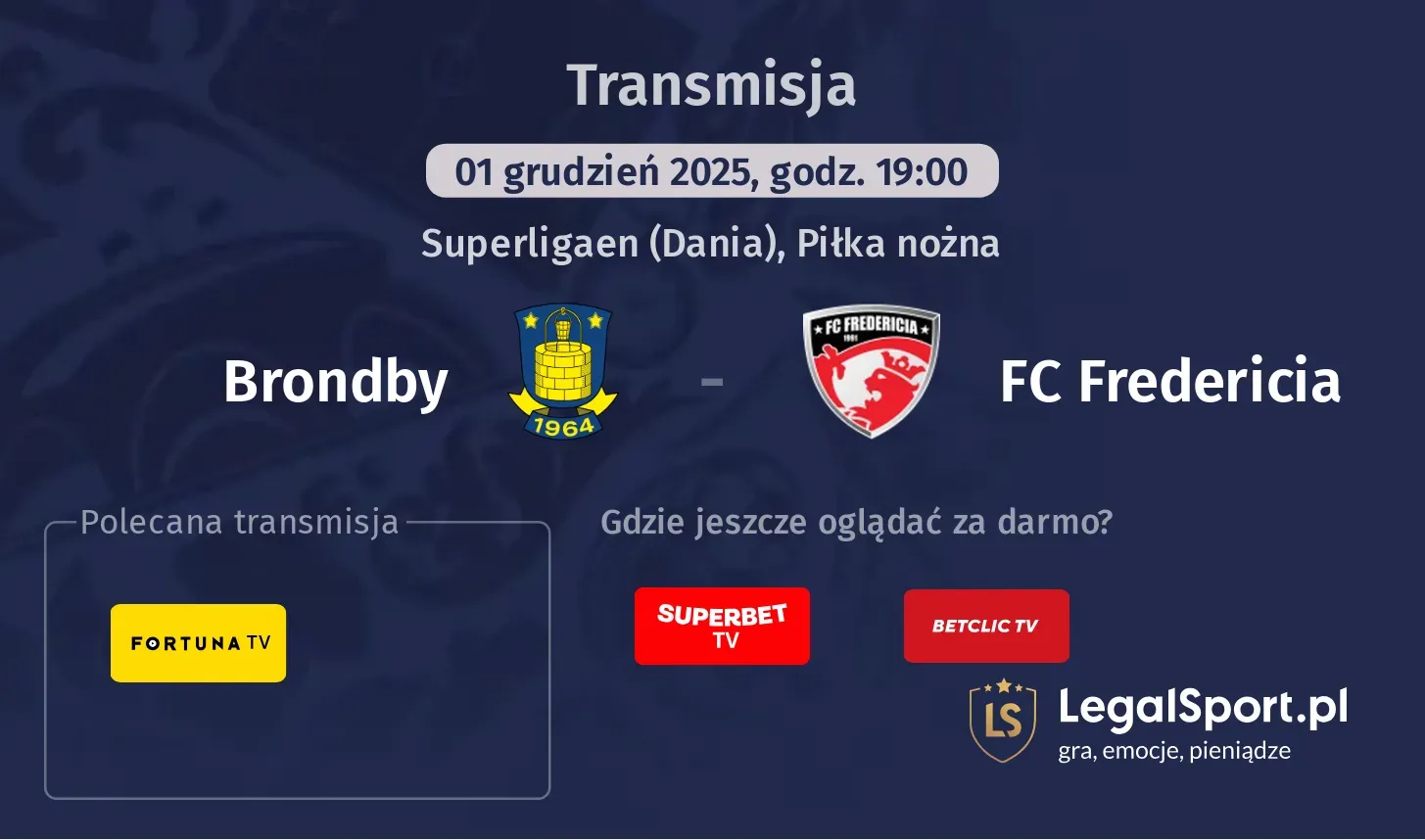 Brondby - FC Fredericia Transmisje