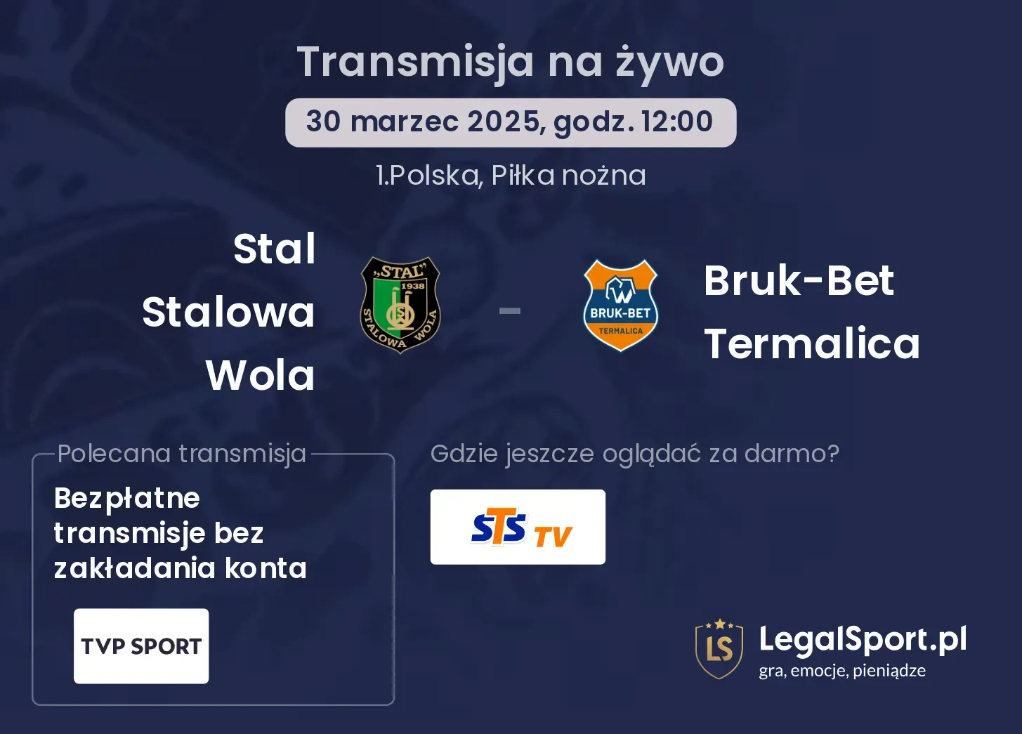 Stal Stalowa Wola - Bruk-Bet Termalica gdzie oglądać?