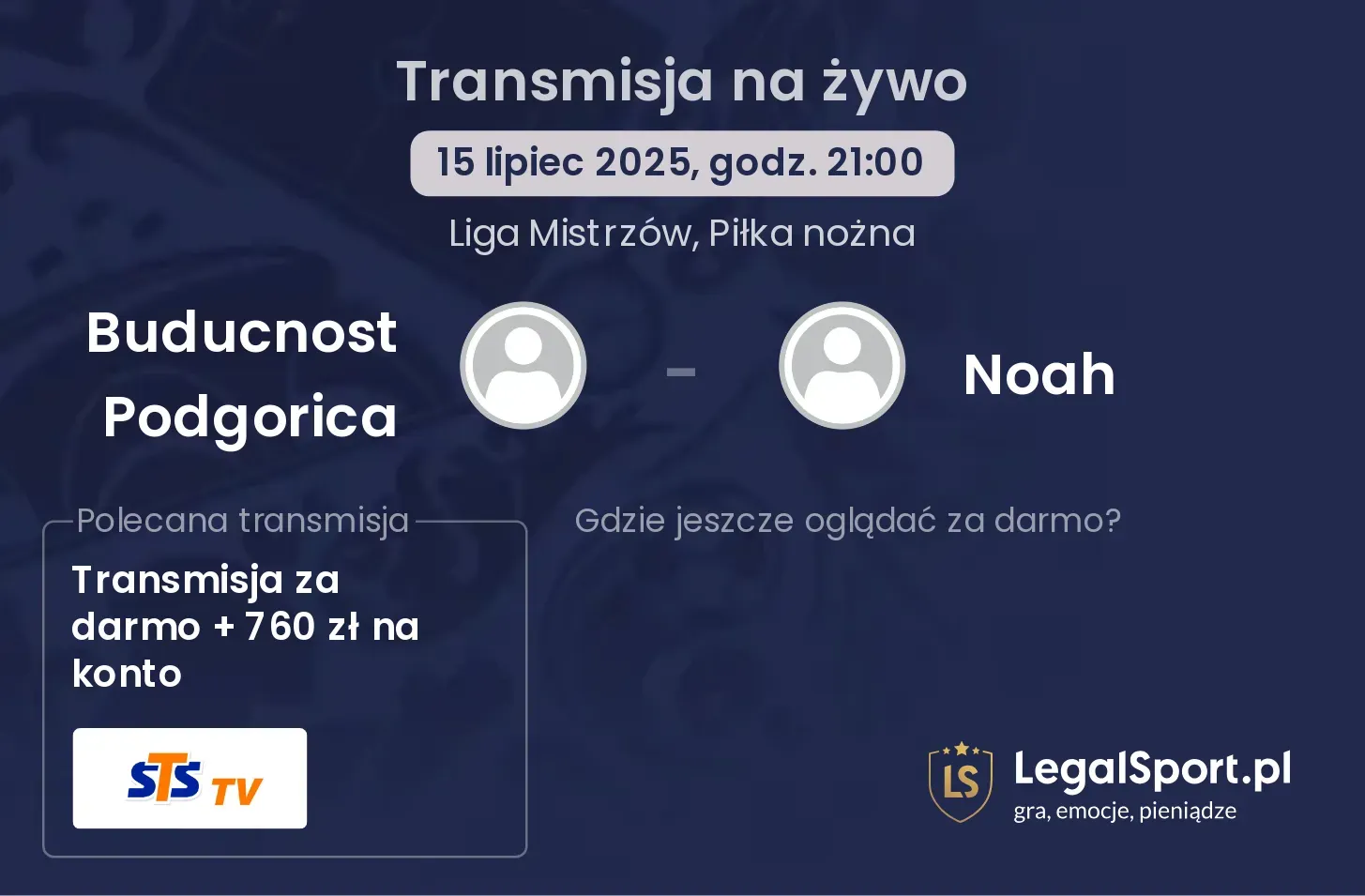 Buducnost Podgorica - Noah gdzie oglądać?