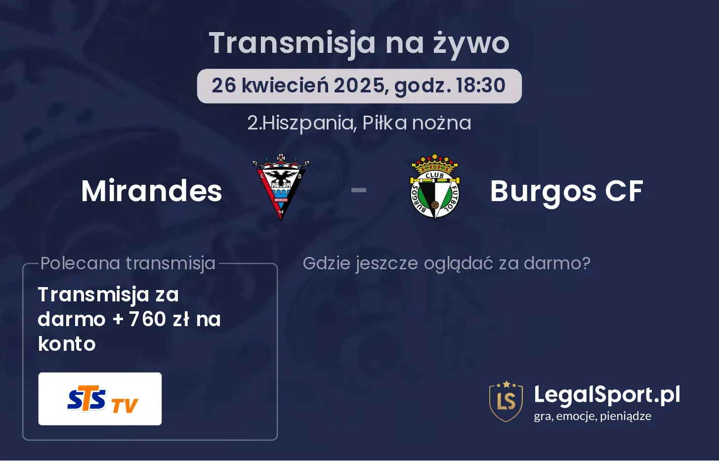 Mirandes - Burgos CF gdzie oglądać transmisję?