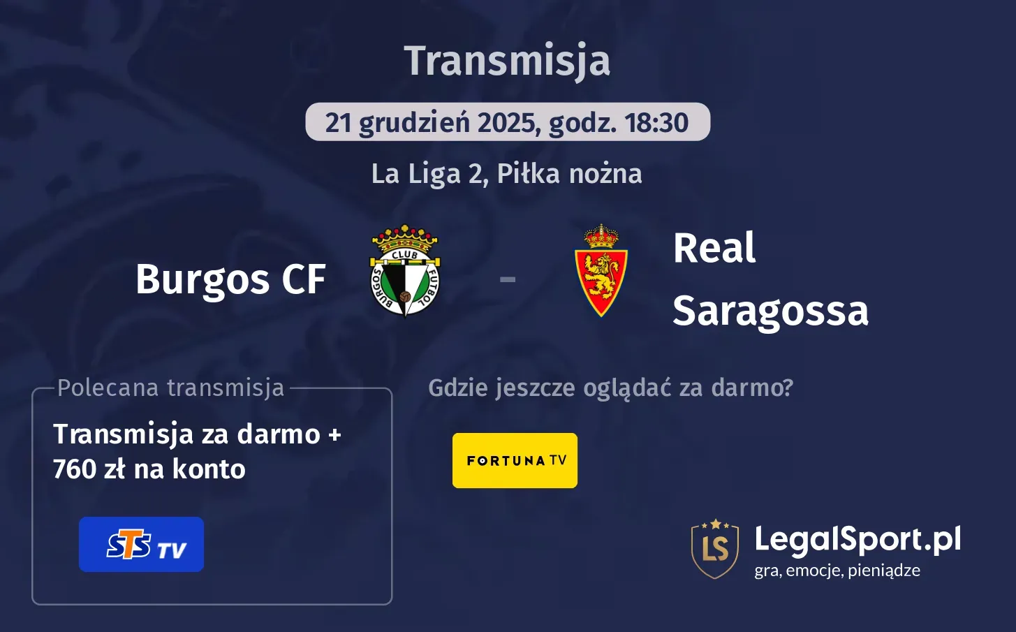 Burgos CF - Real Saragossa Transmisje