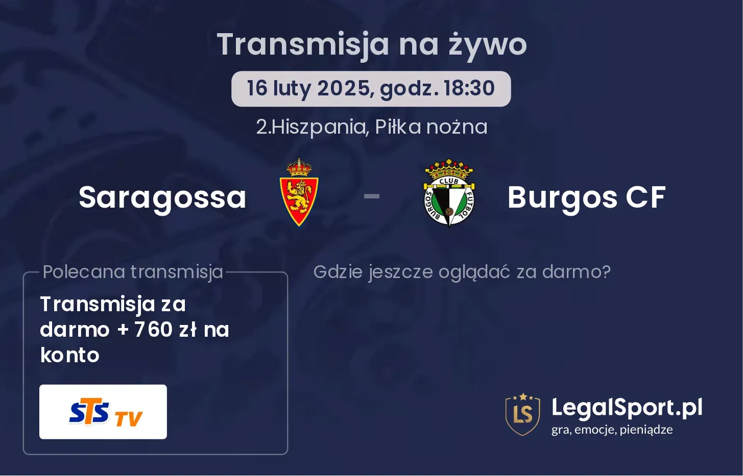Saragossa - Burgos CF gdzie oglądać?