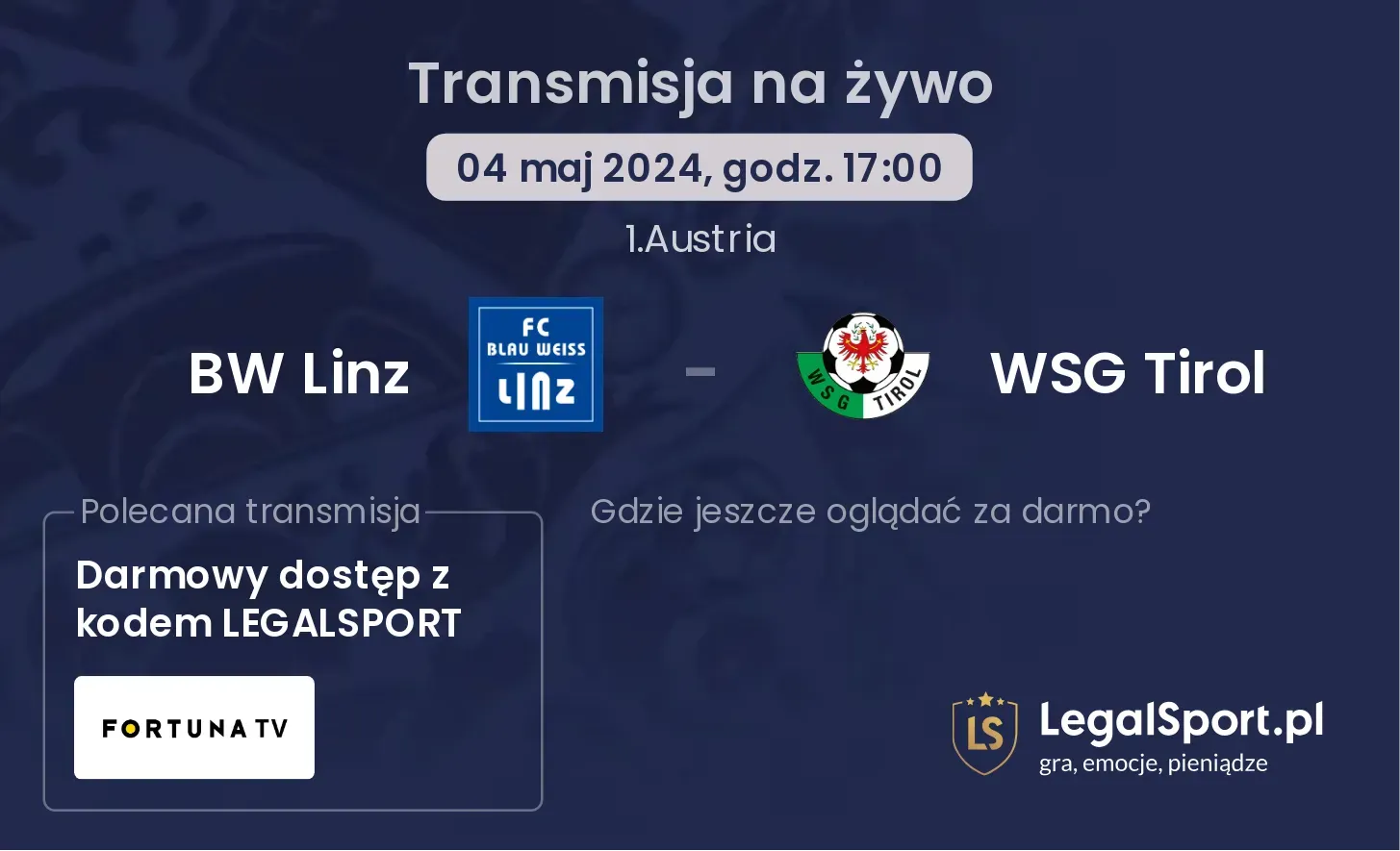 BW Linz - WSG Tirol transmisja na żywo