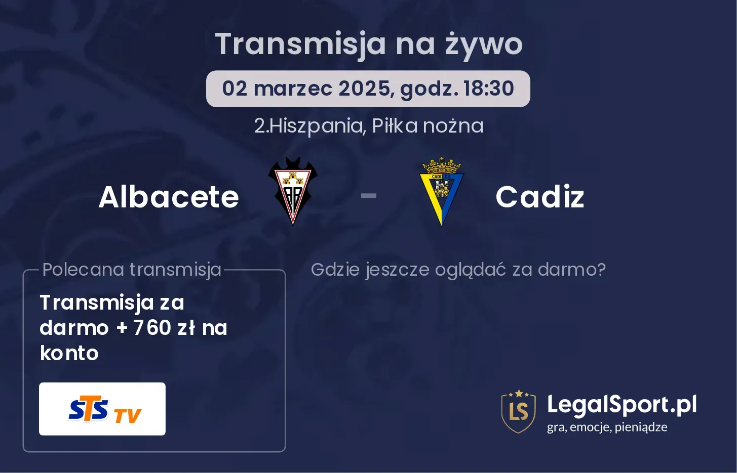 Albacete - Cadiz gdzie oglądać?