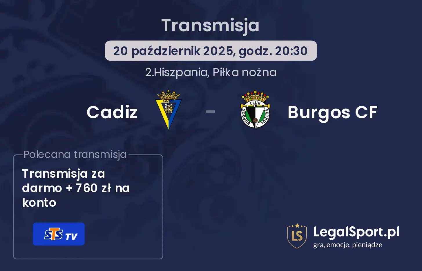 Cadiz - Burgos CF Transmisje
