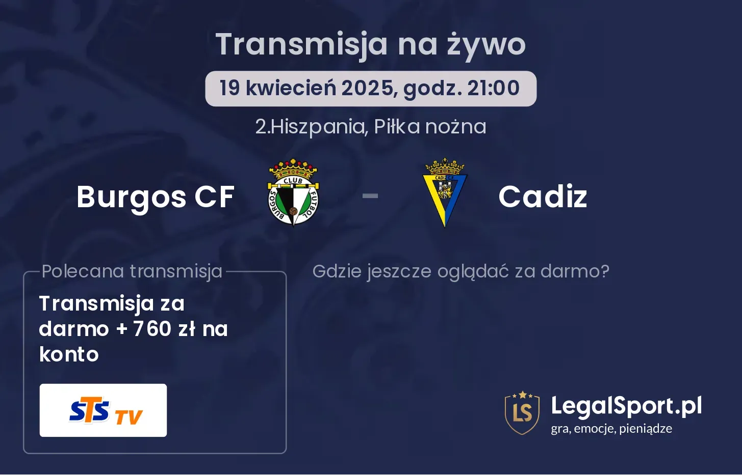 Burgos CF - Cadiz gdzie oglądać transmisję?