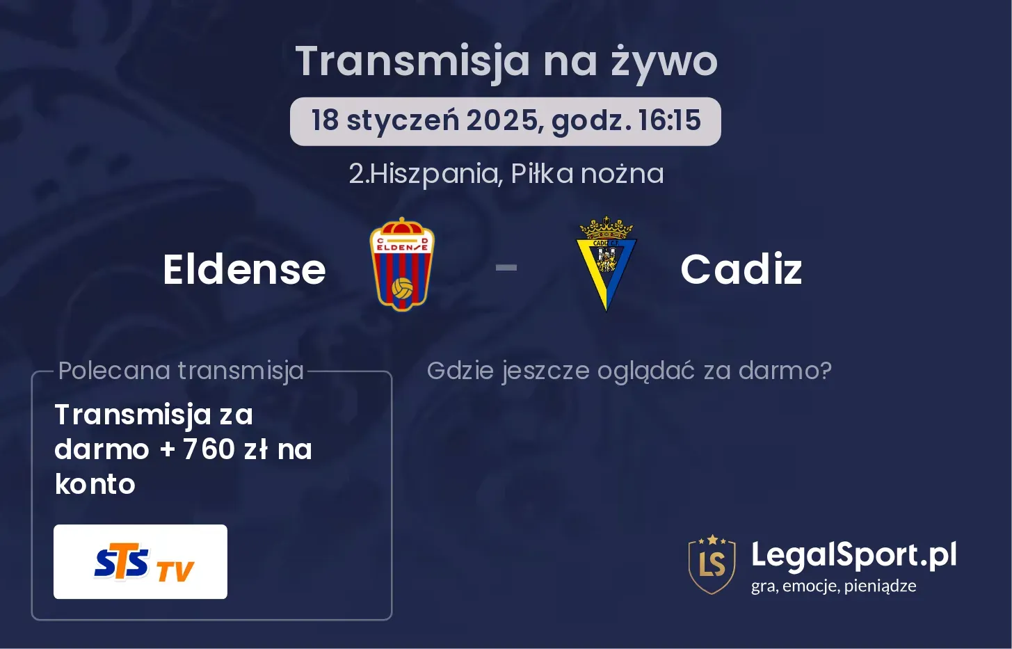 Eldense - Cadiz gdzie oglądać?