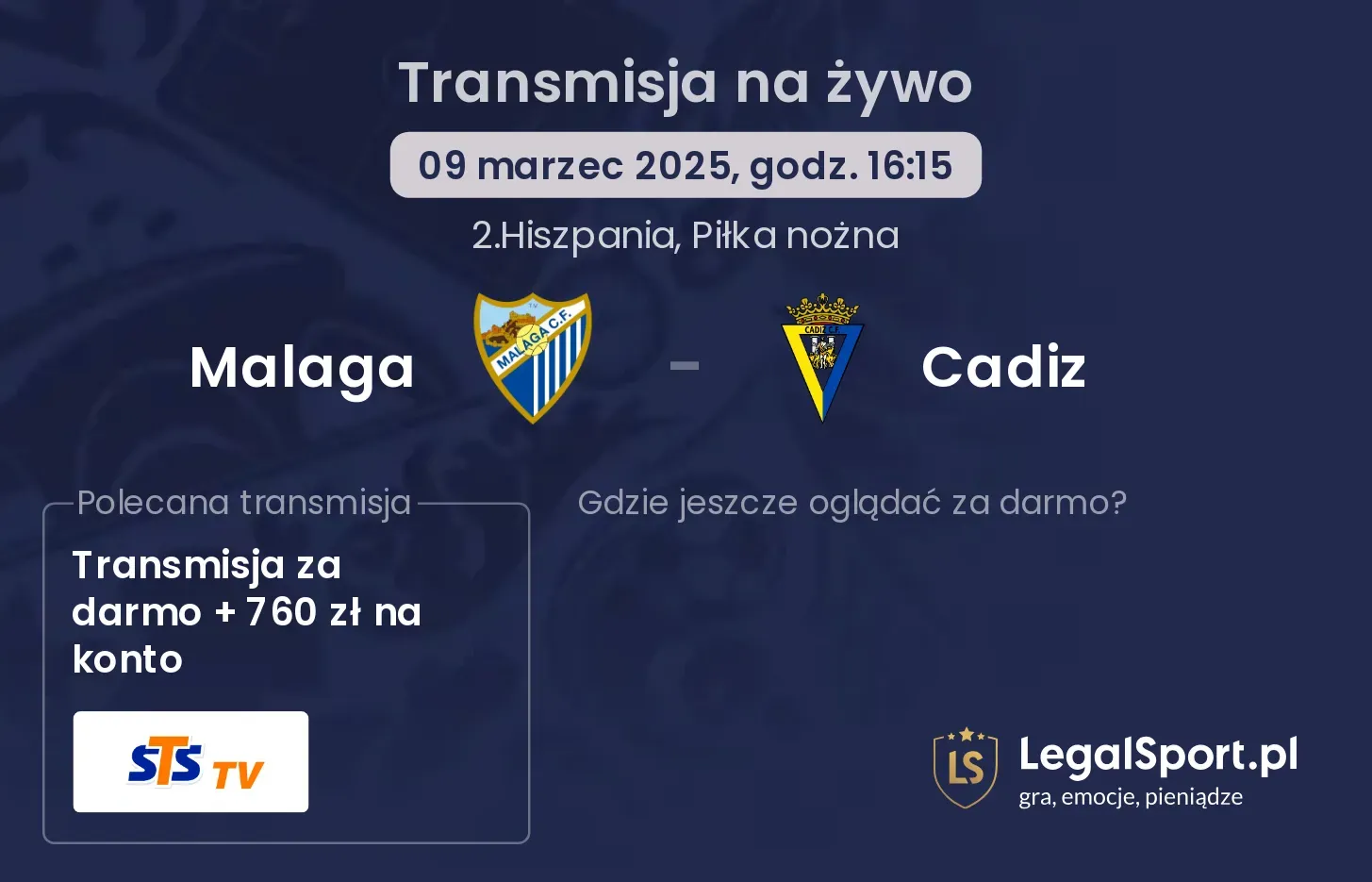 Malaga - Cadiz gdzie oglądać?