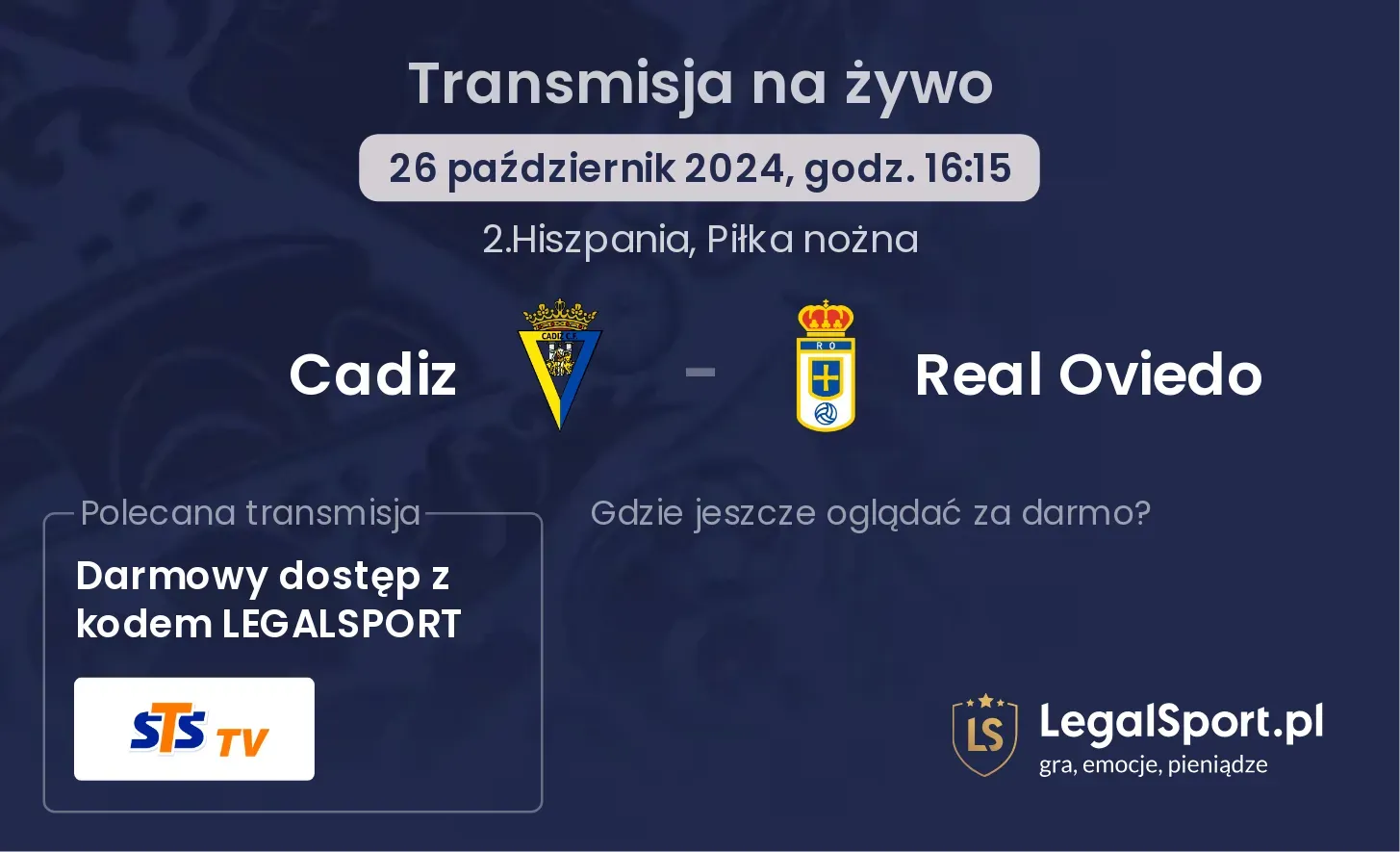 Cadiz - Real Oviedo gdzie oglądać? 26.10, godz. 16:15