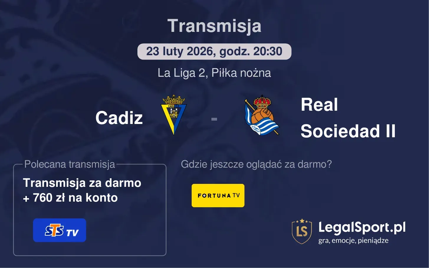 Cadiz - Real Sociedad II Transmisje