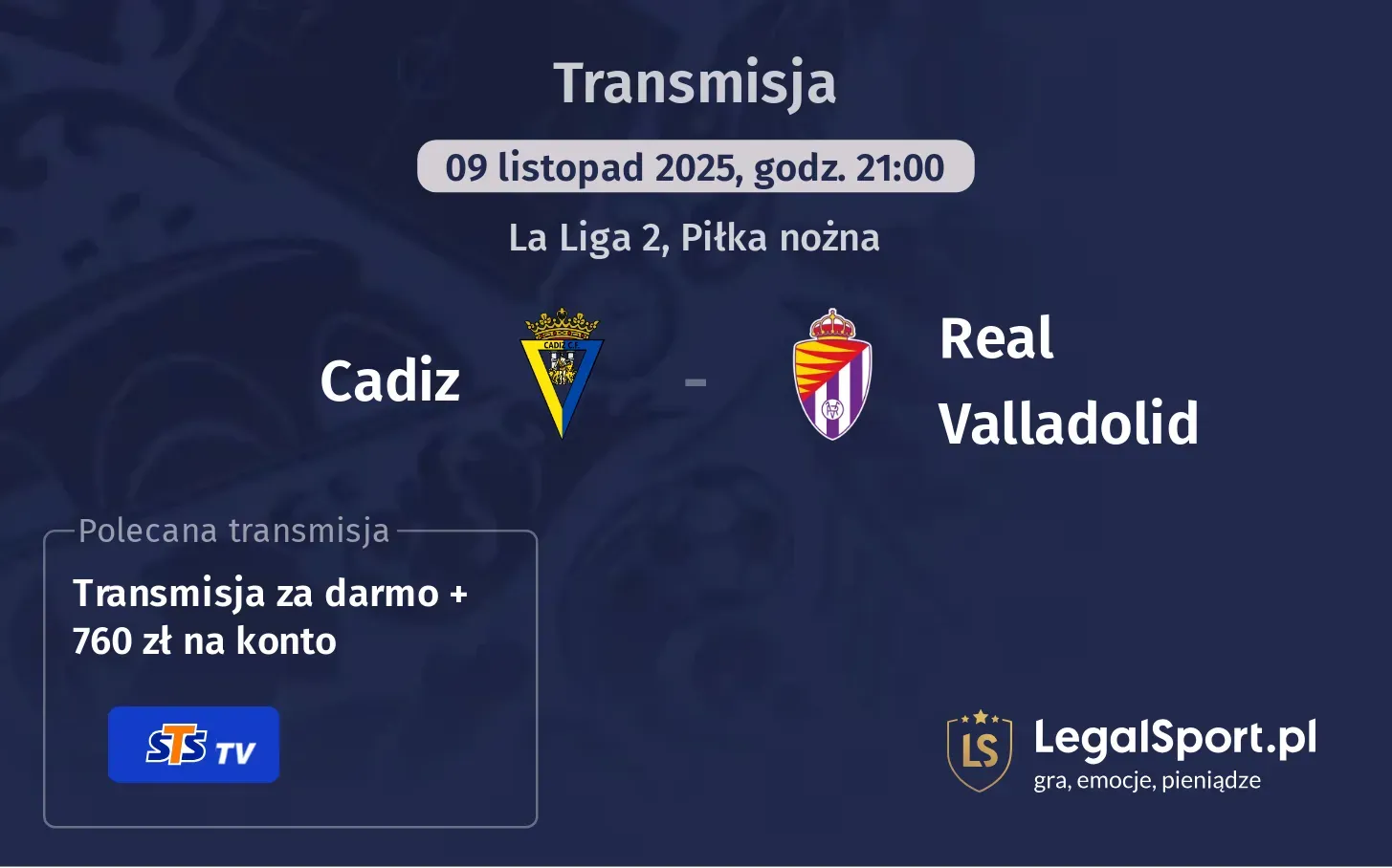 Cadiz - Real Valladolid Transmisje