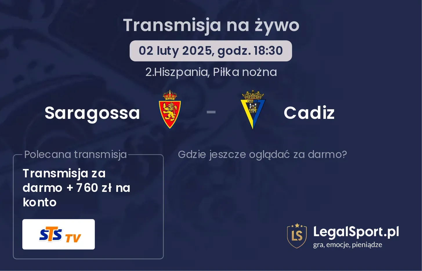 Saragossa - Cadiz gdzie oglądać?
