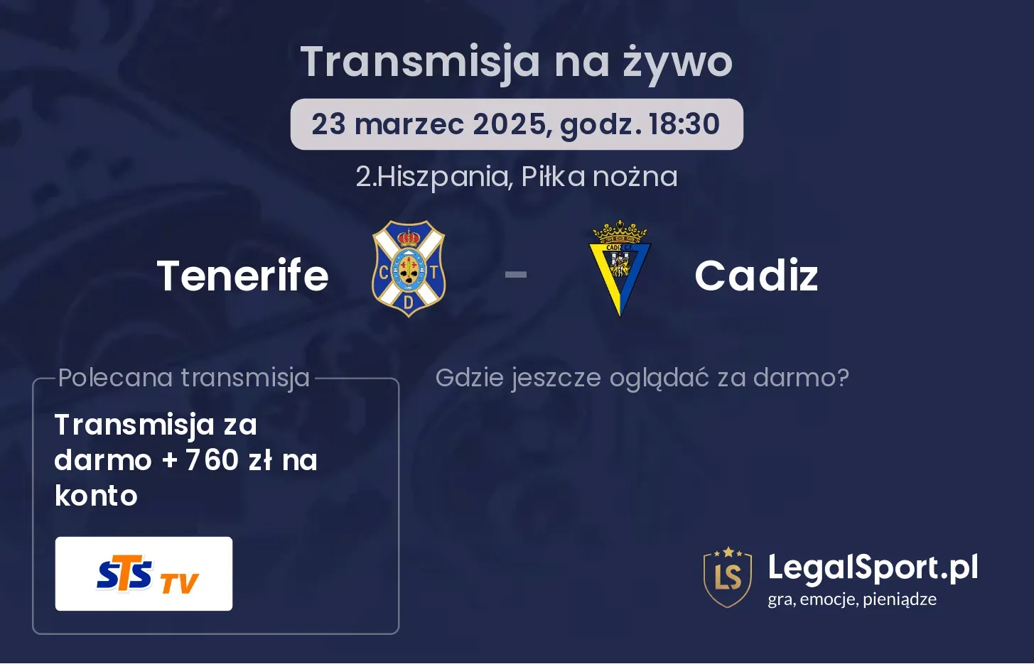 Tenerife - Cadiz gdzie oglądać?