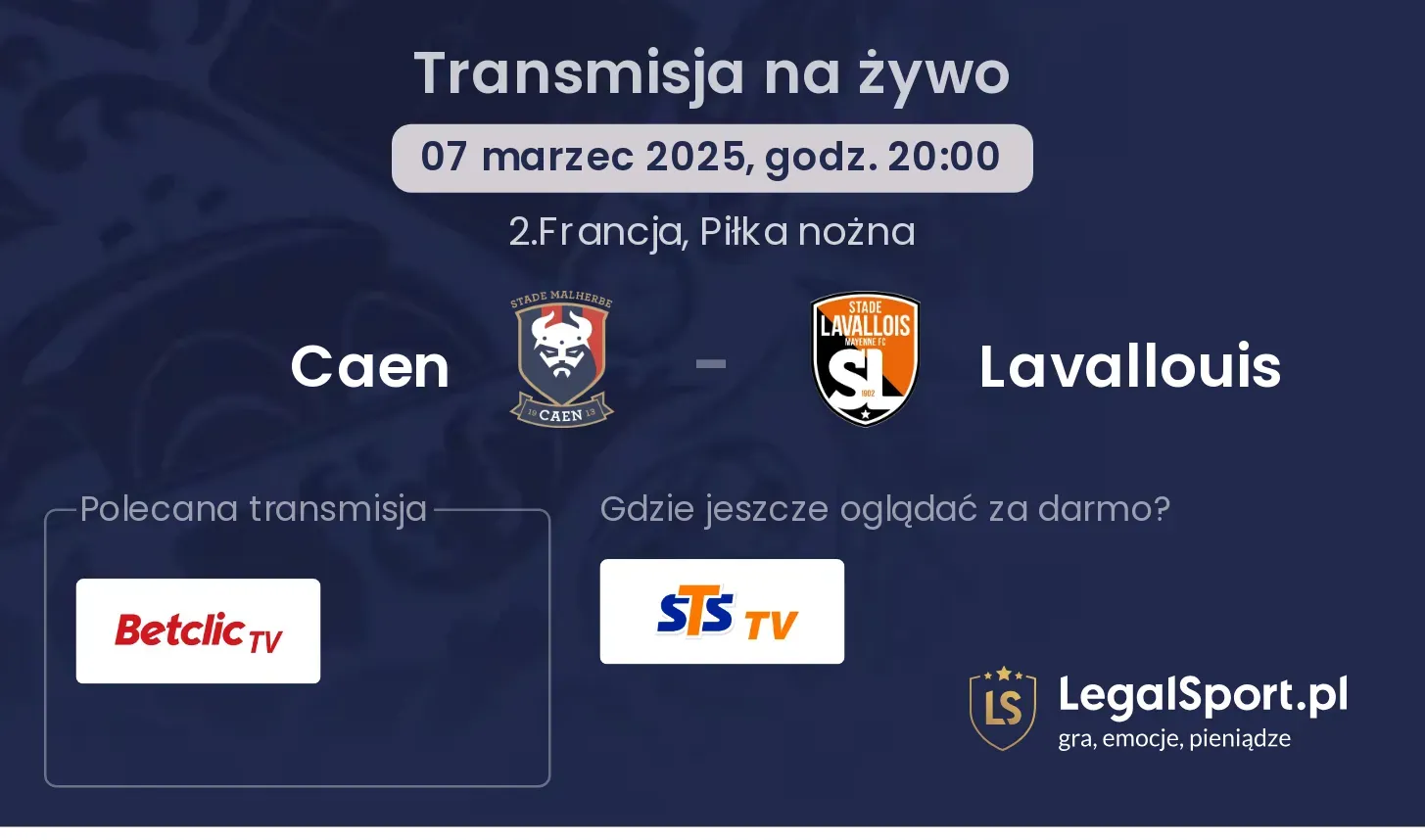 Caen - Lavallouis gdzie oglądać?