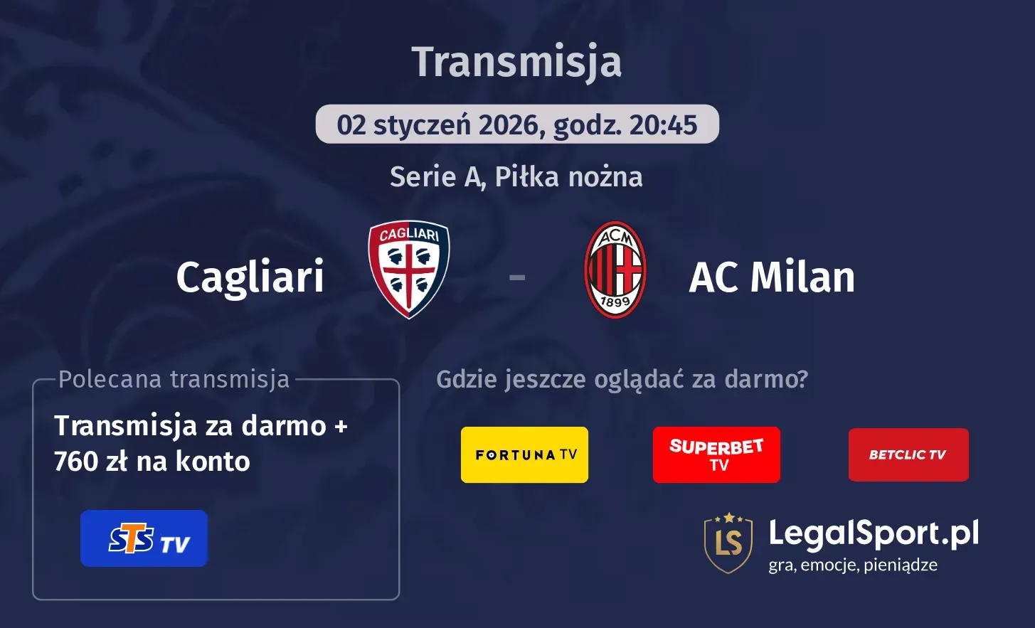 Cagliari - AC Milan Transmisje