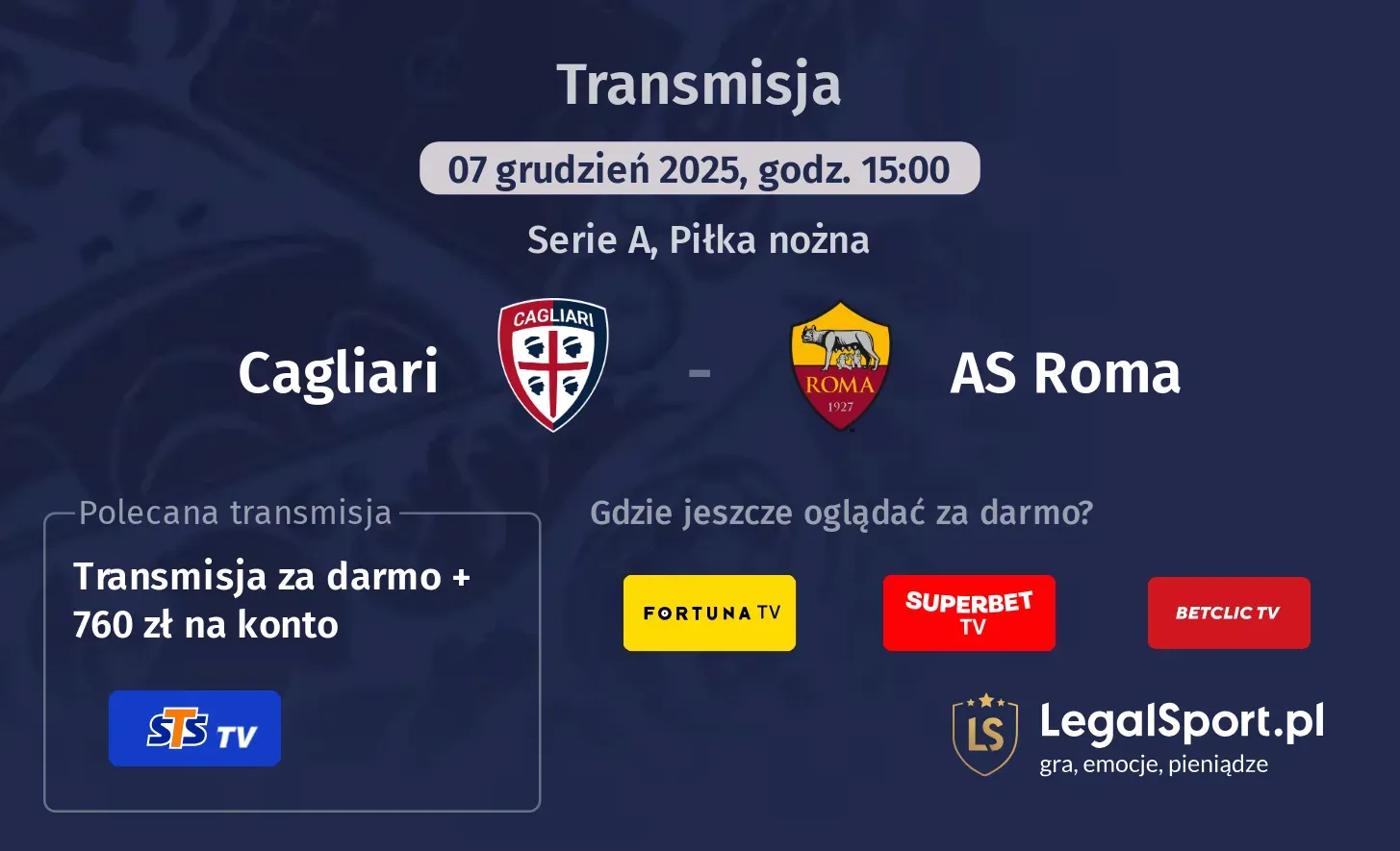 Cagliari - AS Roma Transmisje