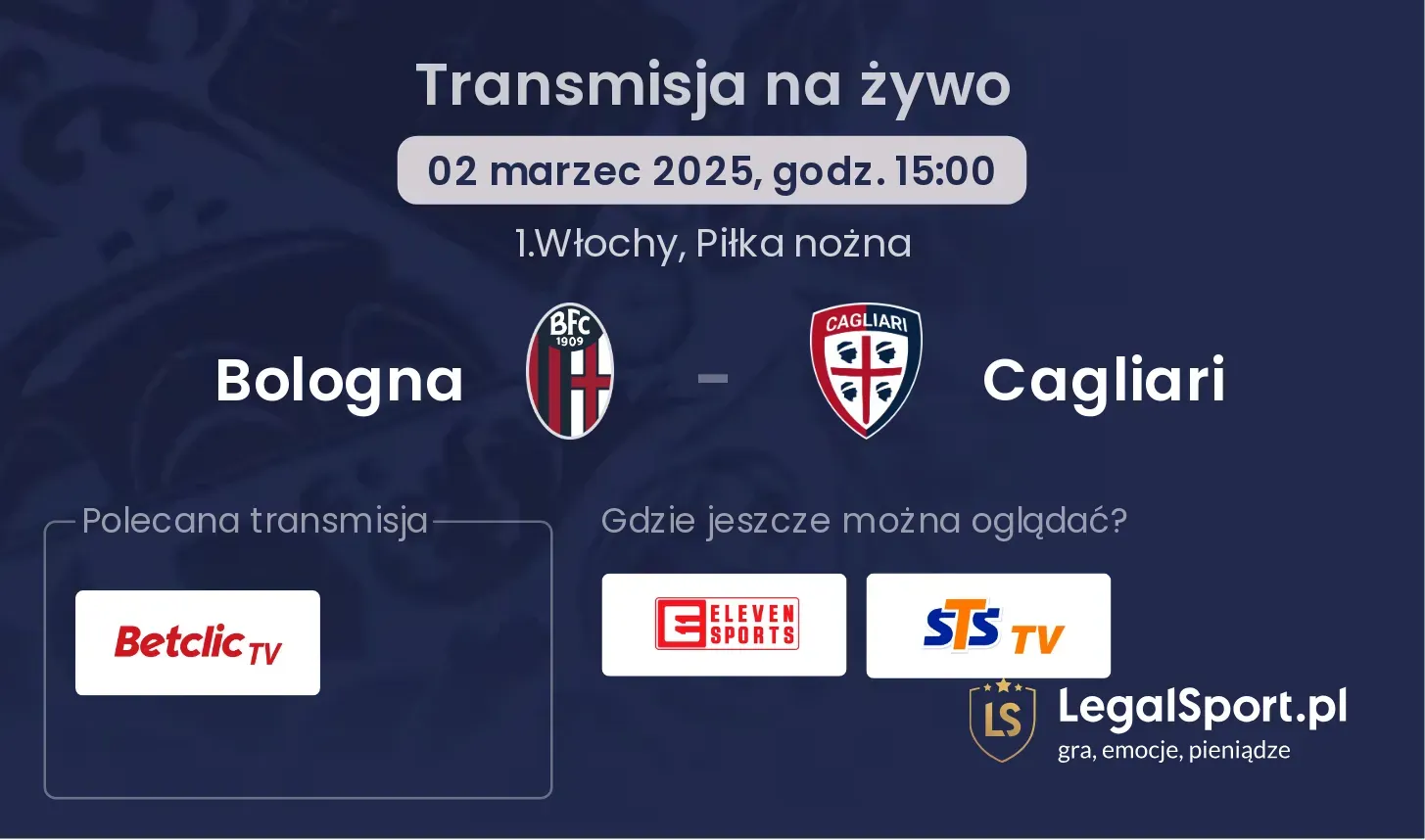 Bologna - Cagliari gdzie oglądać?