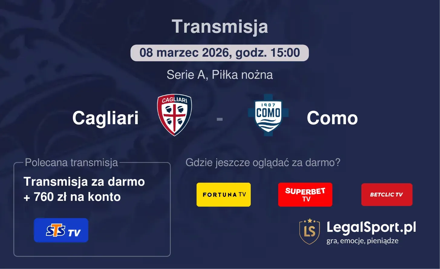 Cagliari - Como Transmisje