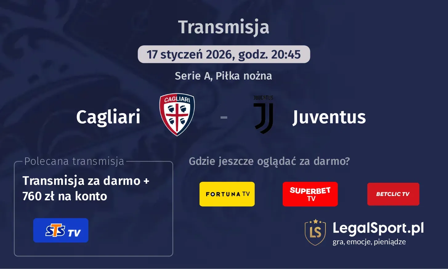 Cagliari - Juventus Transmisje