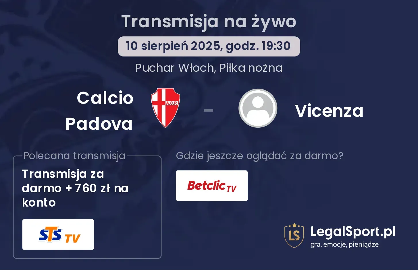 Calcio Padova - Vicenza gdzie oglądać?