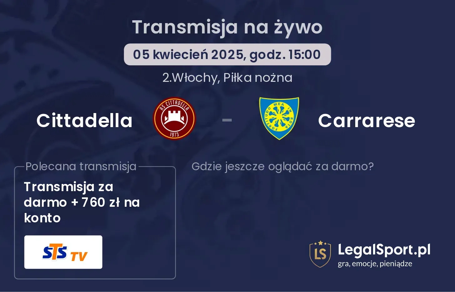 Cittadella - Carrarese gdzie oglądać?