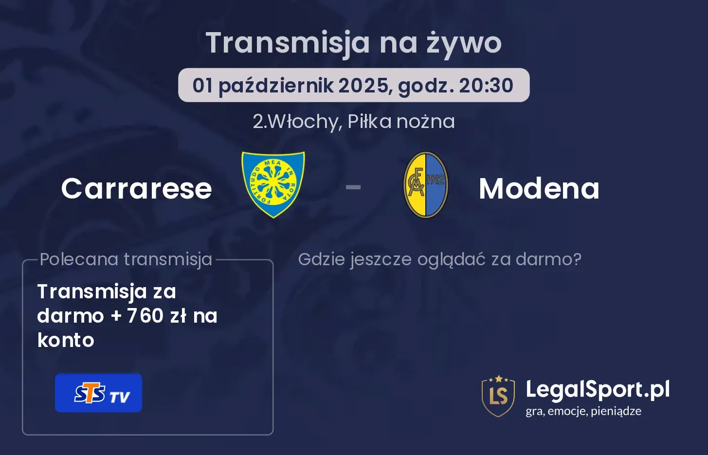 Carrarese - Modena gdzie oglądać?