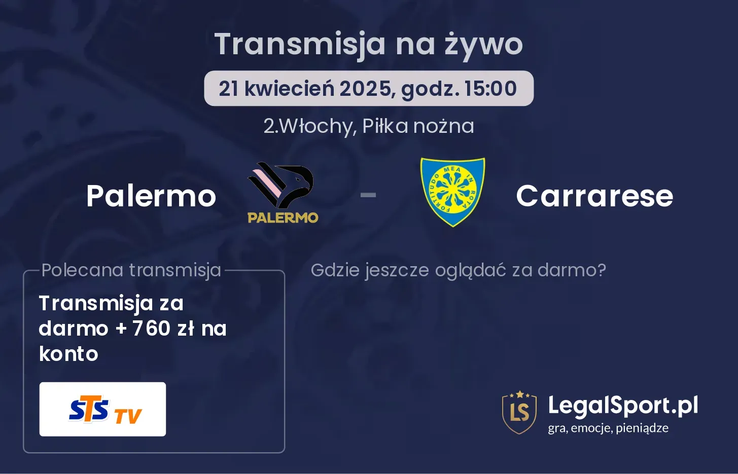 Palermo - Carrarese gdzie oglądać?