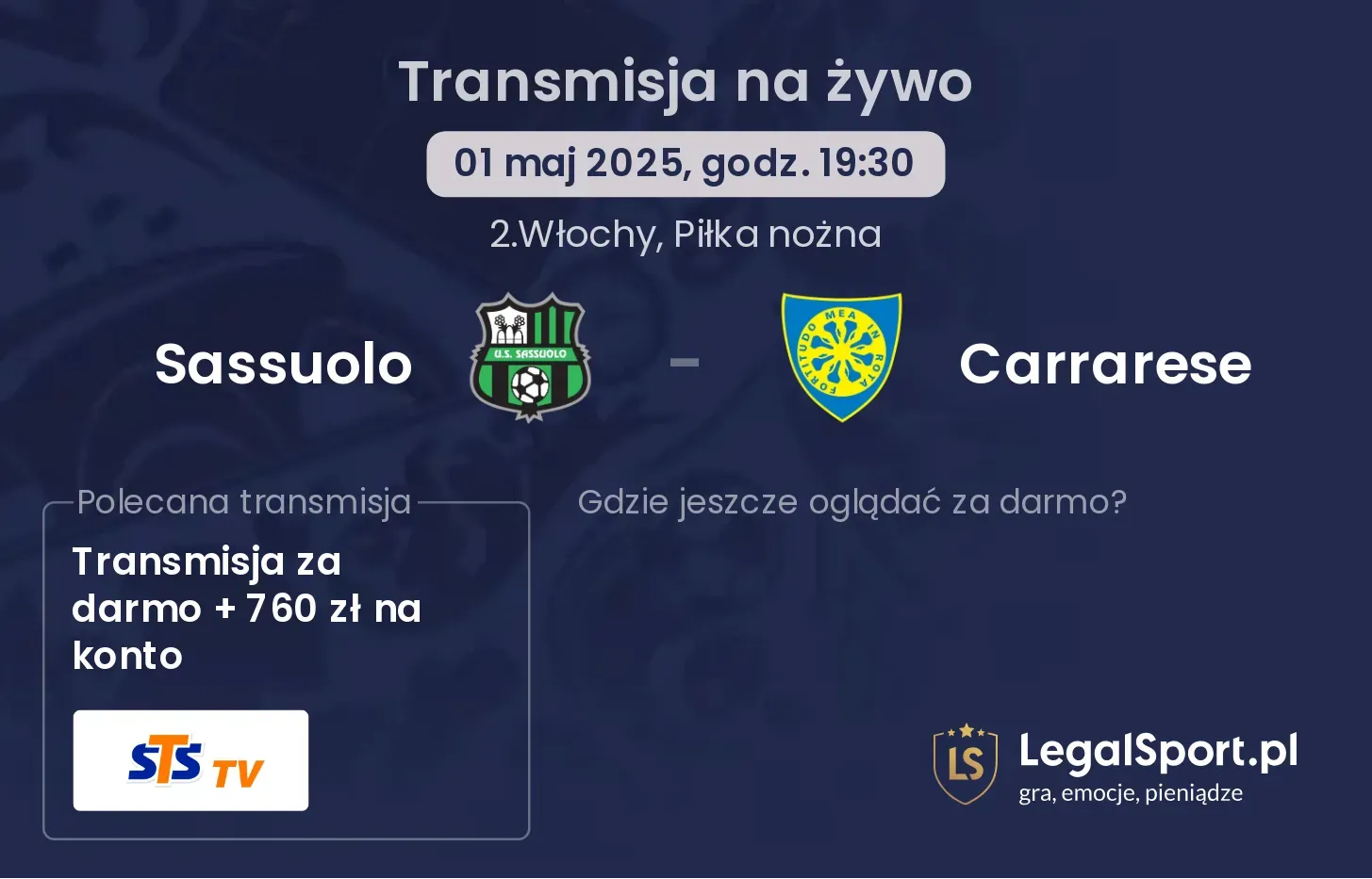 Sassuolo - Carrarese gdzie oglądać?
