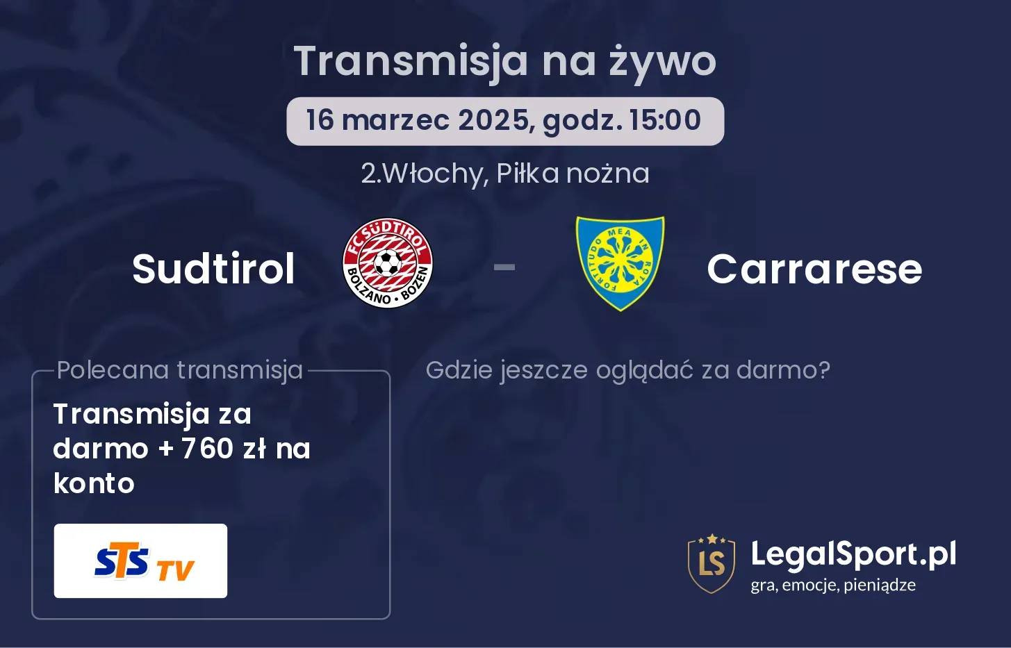 Sudtirol - Carrarese gdzie oglądać?