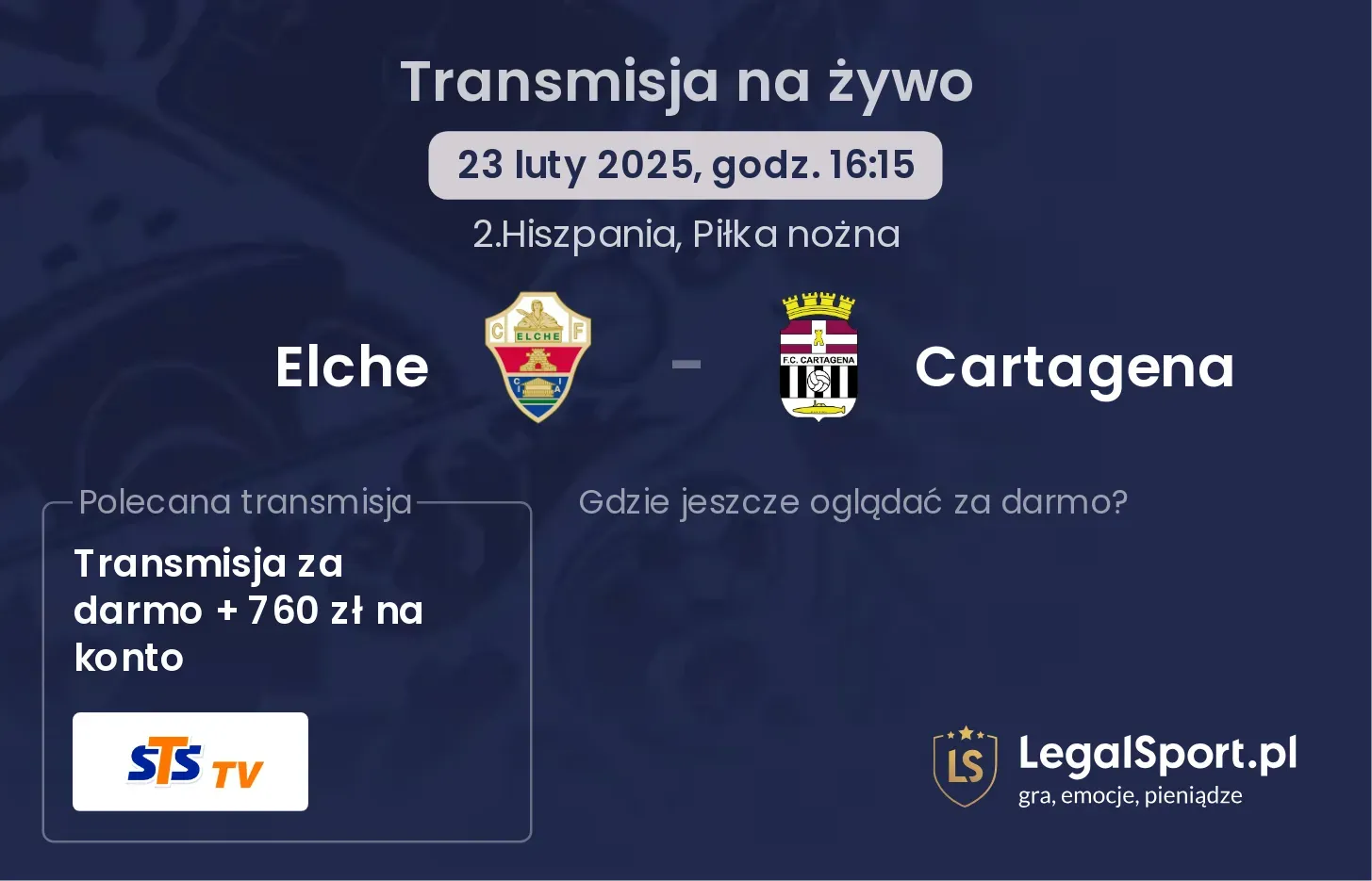 Elche - Cartagena gdzie oglądać?