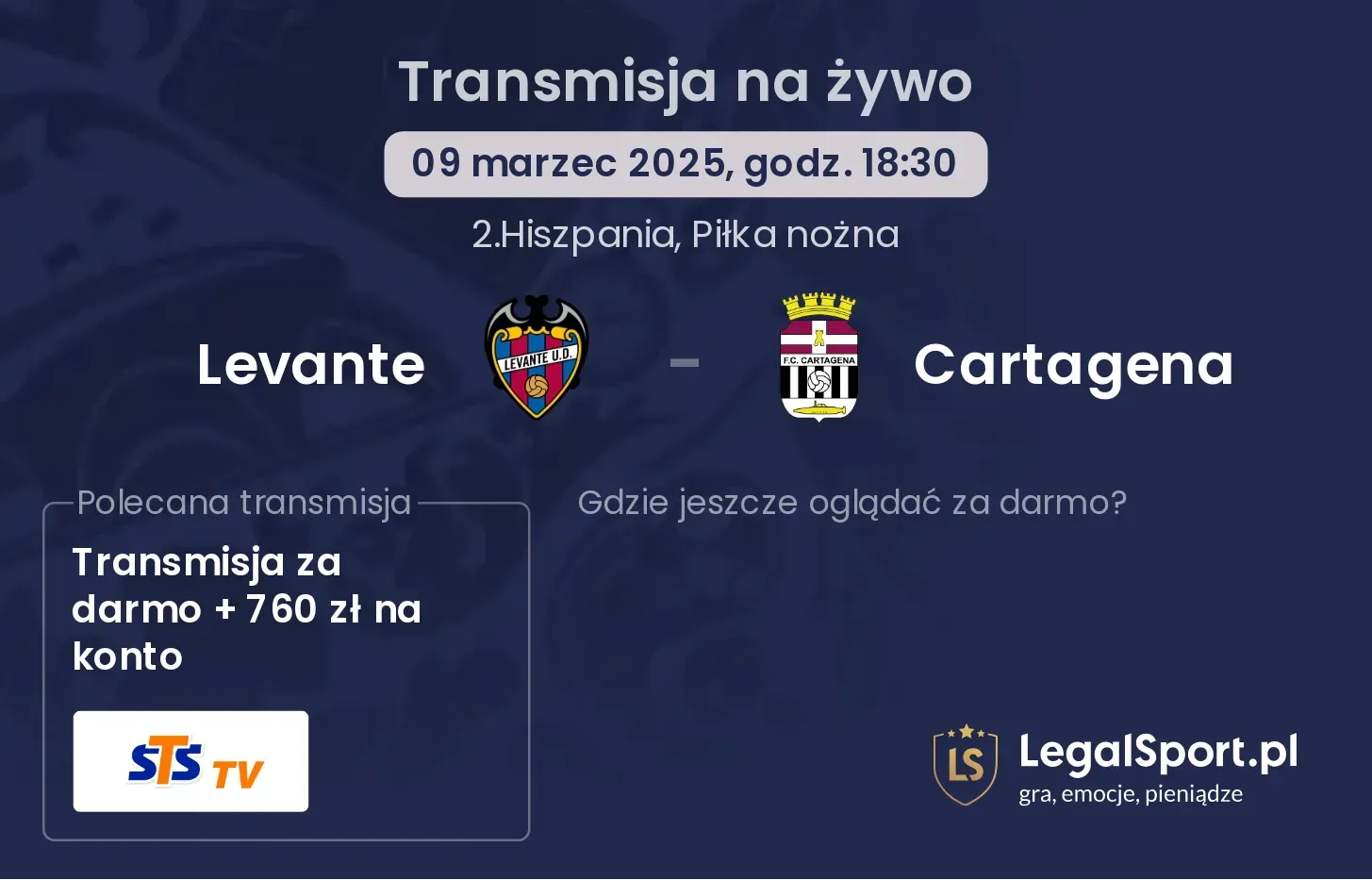 Levante - Cartagena gdzie oglądać?