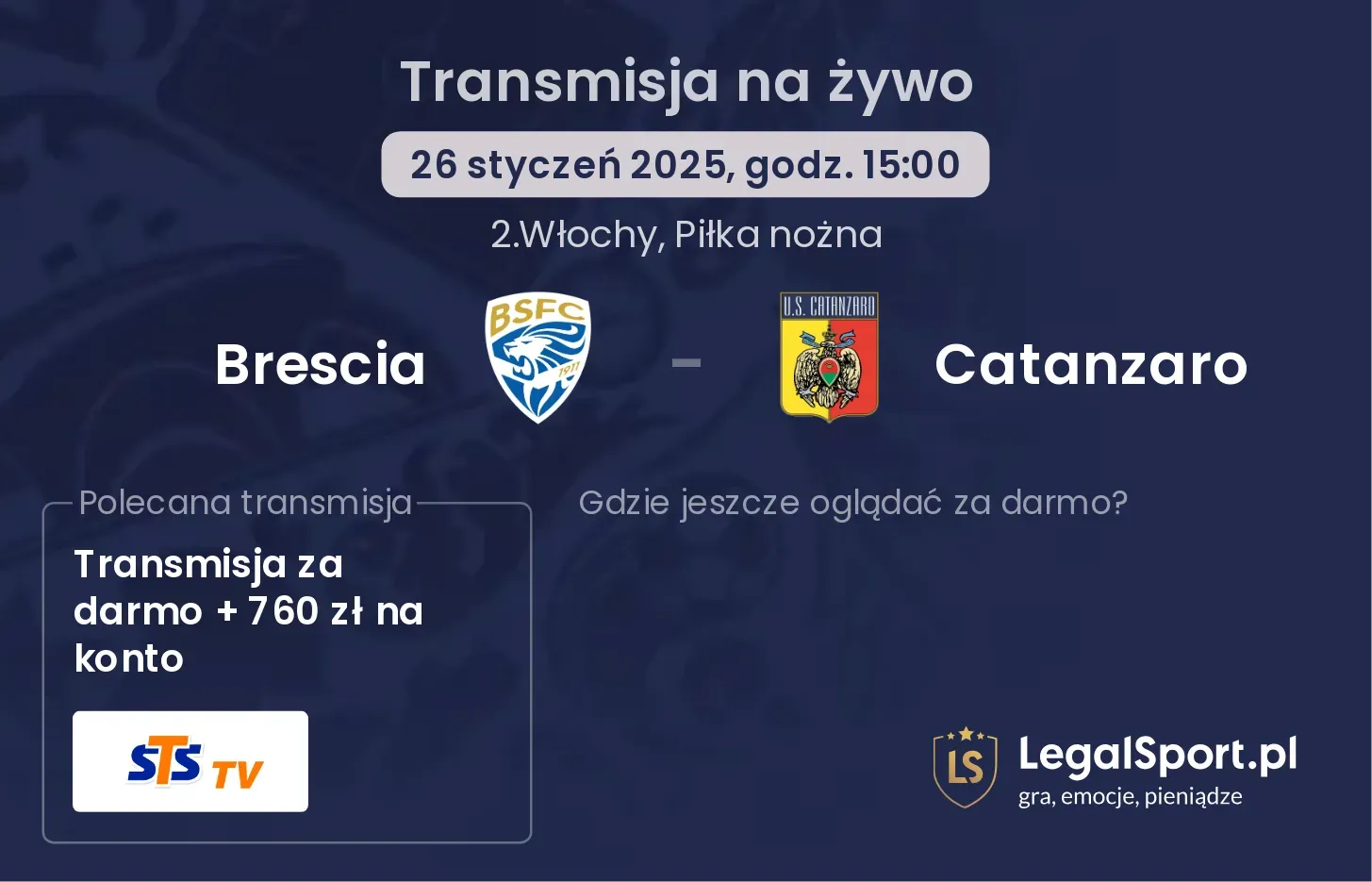 Brescia - Catanzaro gdzie oglądać?